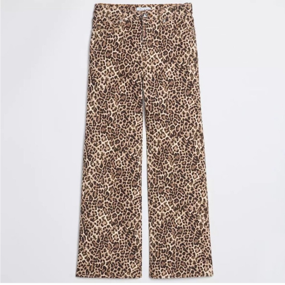 LOFT Leopard Print Wide Leg Jeans